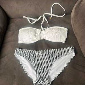 White and Black Polka Dot Bikini Set